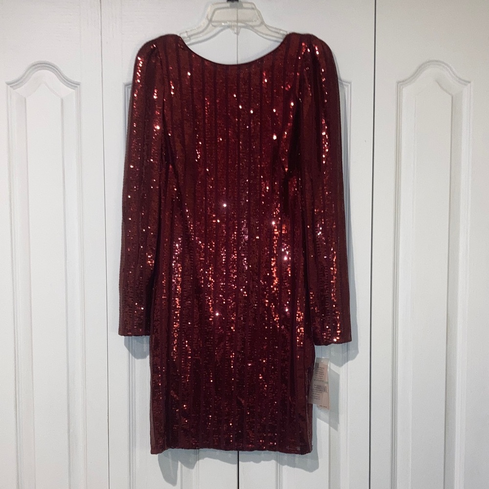 NWT Nanette Lenore Sparkling Red Long Sleeve Dress sz: 8
